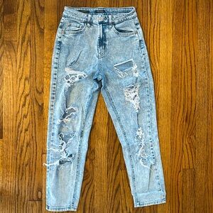 High Waisted Ripped Light Wash Jeans